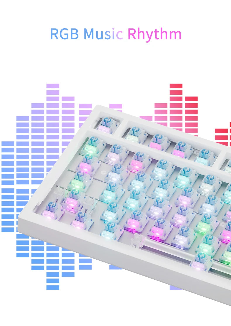 AJAZZ AK820 Mechanische Tastatur 70 % kompaktes Layout/RGB-Beleuchtung/Hot-Swap-fähige Switches, mit kabelgebundenem, kabellosem und Bluetooth-Betrieb