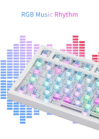 AJAZZ AK820 Mechanische Tastatur 70 % kompaktes Layout/RGB-Beleuchtung/Hot-Swap-fähige Switches, mit kabelgebundenem, kabellosem und Bluetooth-Betrieb