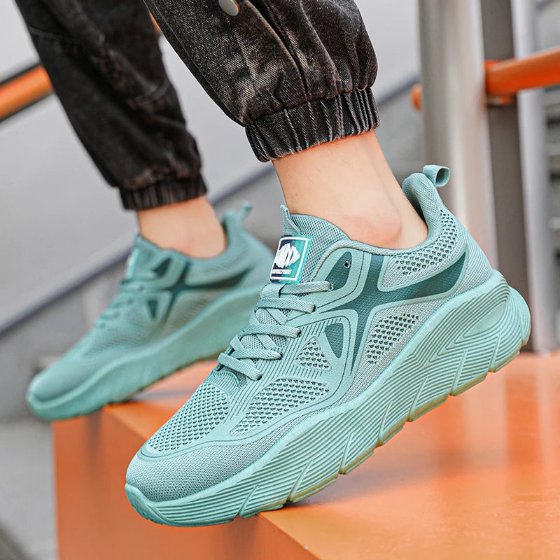 Fashion Platform Men's Running Shoes Trendy Casual Knit Breathable Orange Sneakers Men Outdoor Sports Non-slip Jogging Shoes Man
