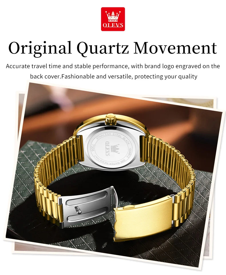 OLEVS Watch Luxury Woman Elegant Quartz Watch Scale Waterproof Luminous Automatic Week Date Ladies Watch Fashion Dress 7008