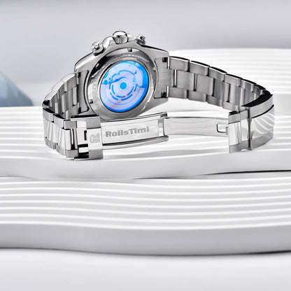 RollsTimi Men's Watches Top Luxury Sapphire Men's Mechanical Watches Calendar Week Stainless Steel Waterproof Men's Watches
