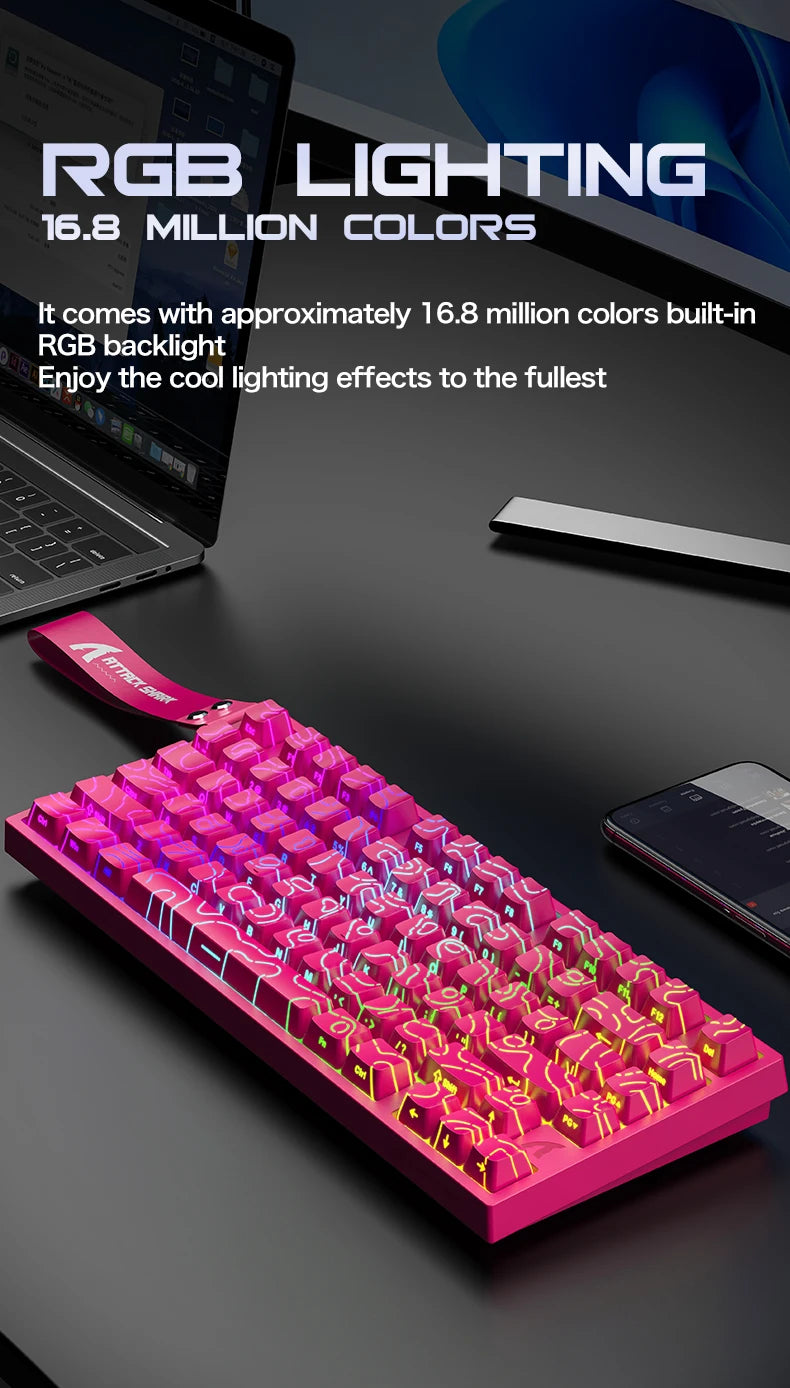 Tastiera gaming magnetica cablata ATTACK SHARK R82 HE 75% RGB 8000Hz Rapid Trigger, attuazione 0.005mm