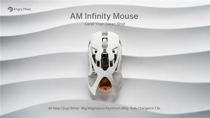 Mouse gaming wireless Angry Miao Infinity, metallo ultraleggero hollow, hot-swappable, PAW3950, dual 8K cablato, tri-mode