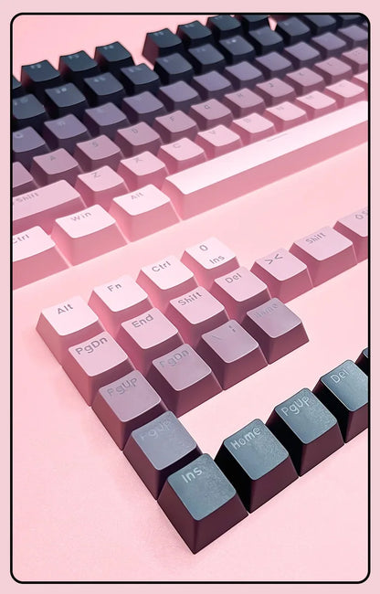 RGB-Gamer-Tastenkappen mit Farbverlauf-Hintergrundbeleuchtung für mechanische Tastaturen mit MX-Switches, OEM-Profil, PBT-Keycaps, Weiß/Blau, ISO-Layout, DIY-Tastenkappen