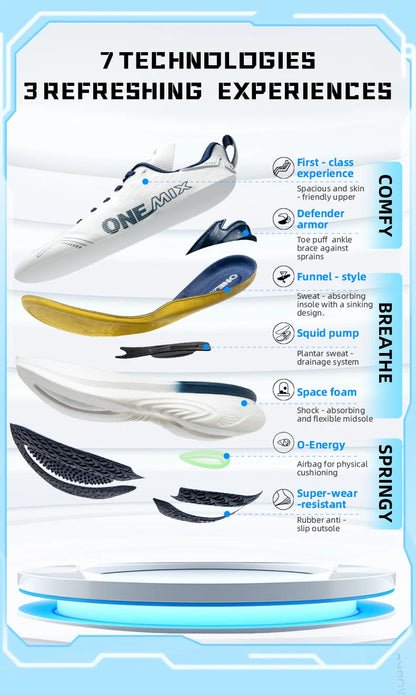 ONEMIX Nové běžecké boty s polstrováním pro ženy a muže, lehké, módní outdoorové tenisky, sportovní obuv na silnici, trénink, jogging, fitness