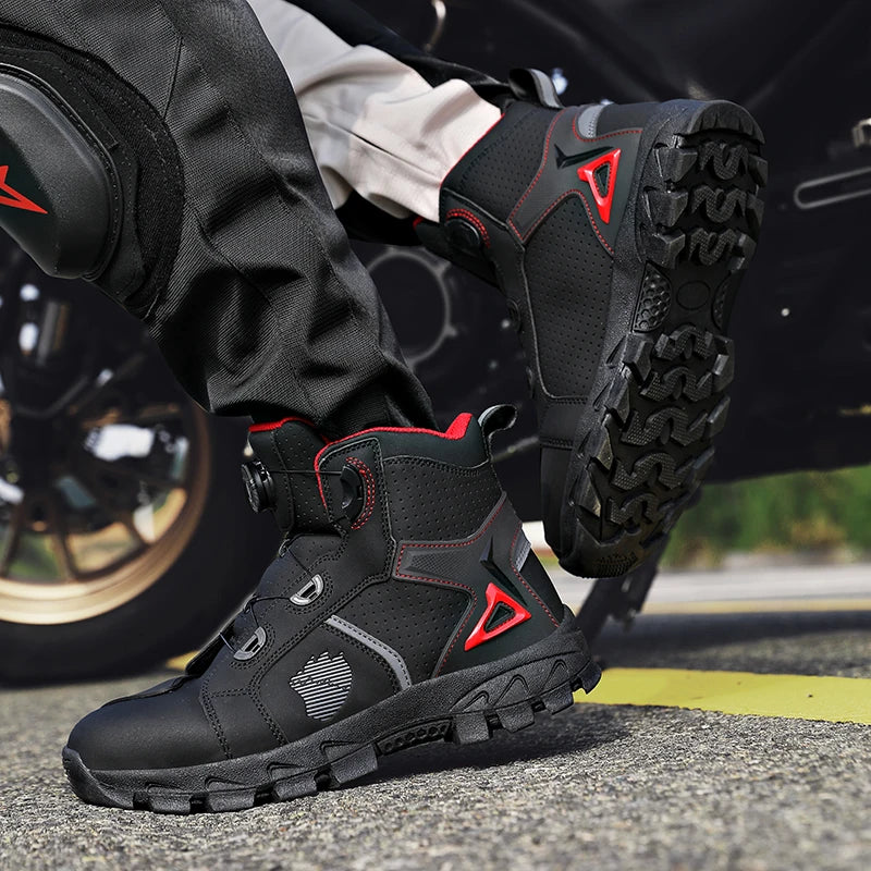 Bottes de moto professionnelles pour hommes, chaussures de course tout-terrain, équipement de moto urbaine, en cuir microfibre ultra-fin