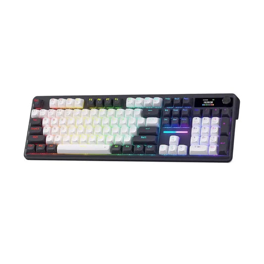 Redragon K762 Wireless Gasket Gaming Keyboard, 104 Keys Mechanical Keyboard, Easy-Control 1.14’’ TFT Info Display