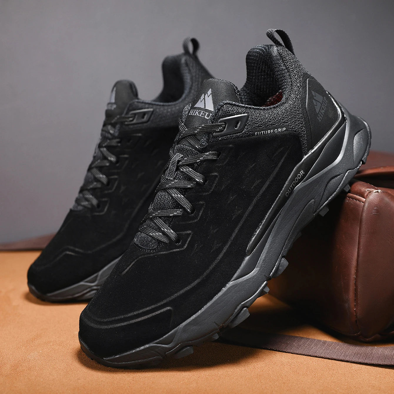 HIKEUP Latest Men's Hiking Shoes, Wear-Resistant Non-Slip Outdoor Sneakers, Rock Climbing Trekking Hunting Men Sports Suede Leather