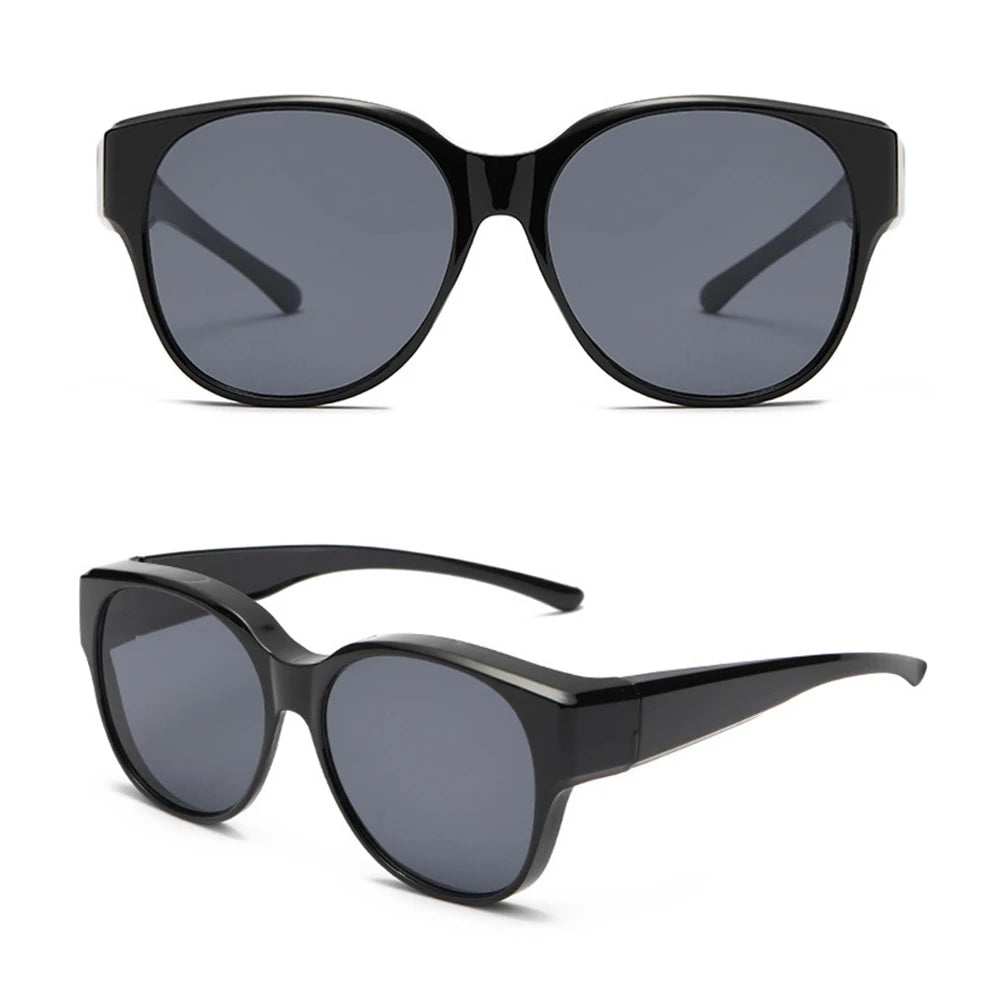 Summer UV Protection Driving Sunglasses Y2K Round Frame Wear Over Glasses Retro Fit Over Sunglasses for Women Men