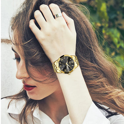 Montre-bracelet à quartz pour femme LIGE – Élégante et luxueuse, affichant la date et le jour de la semaine – Montre simple et étanche, idéale comme cadeau pour femme