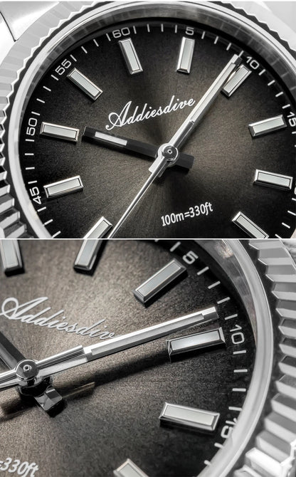 ADDIESDIVE Neue Herrenuhr AD2073, Saphirglas, 36mm, VH31 Sunburst Quarzuhr, 10Bar wasserdichte Taucheruhr, leuchtende Armbanduhr