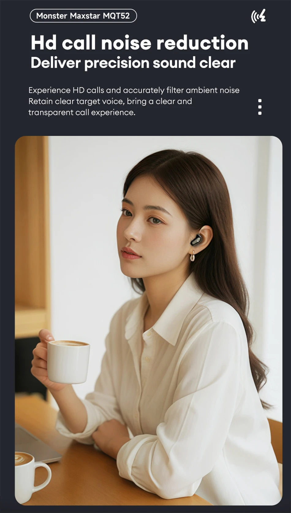 Monster MQT52 kabellose Bluetooth 5.4-Ohrhörer mit langer Akkulaufzeit, Gaming-Kopfhörer im Dual-Modus, Hi-Fi-Stereoklang-Headset mit Mikrofon