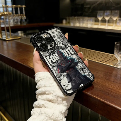 Battle Royales Fortnites-belagt telefoncover til iPhone 17 17e 16e 16 15 14 13 12 11 Pro Max X XR XSMax 7 8 Mini Air Plus Airabag