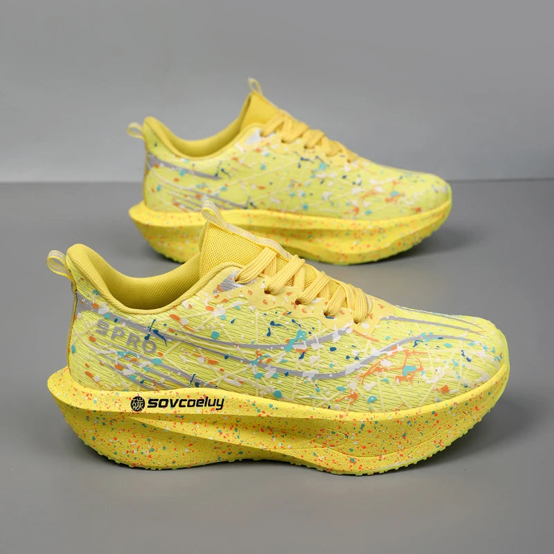 Men's Running Shoes Carbon Plate Marathon Cushion Men's Sports Breathable Lightweight Women's Comfortable Athletic Non-slip Sneakers