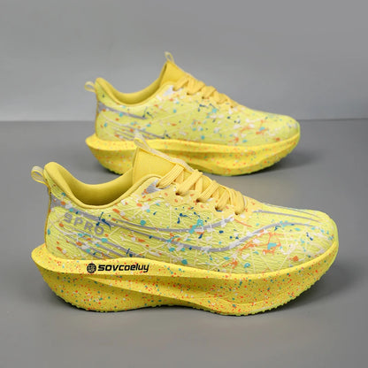Men's Running Shoes Carbon Plate Marathon Cushion Men's Sports Breathable Lightweight Women's Comfortable Athletic Non-slip Sneakers