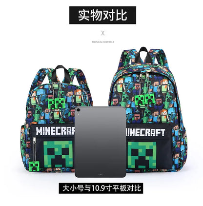 In Stock Minecraft Backpack Graffiti Print Lightweight School Backpack Casual Daily Travel Bag For Male Young Men Outdoor Use