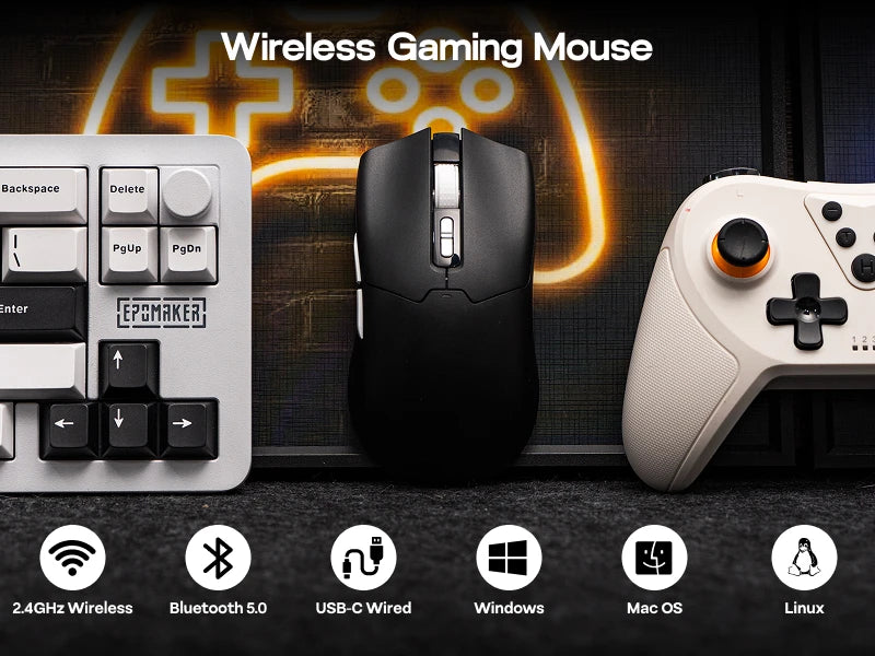 EPOMAKER Click Lite Wired/BT/2.4GHz Wireless Gaming Mouse, PAW3311 Sensor, 800 to 24000 DPI with 500mAh Battery for PC/Mac/Linux