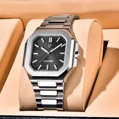 PAGANI DESIGN Neue V2 Herren-Quarzuhr mit quadratischem Gehäuse – Top-Luxusmarke, sportlich, wasserdicht, Saphirglas, Edelstahl