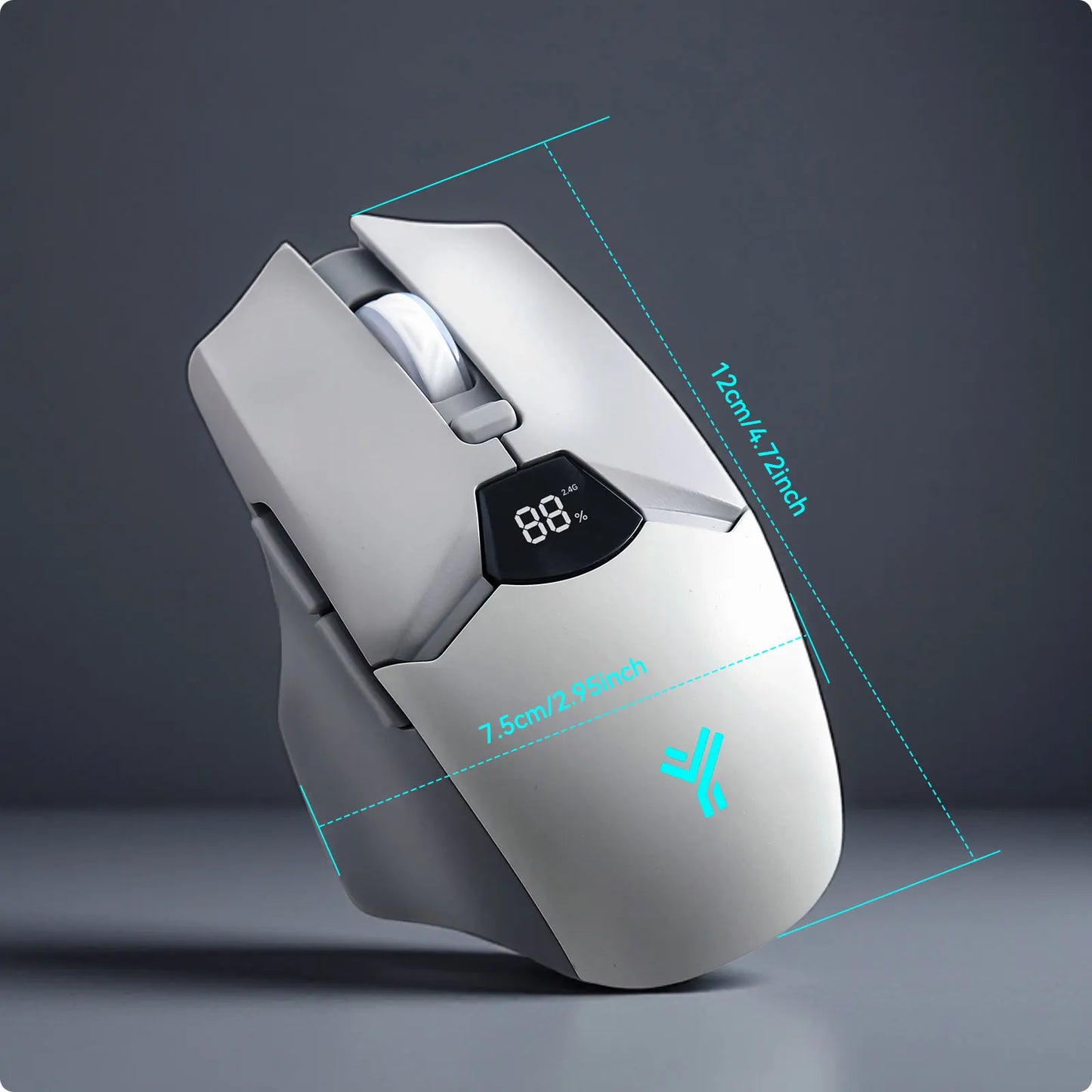Mouse Bluetooth wireless con display digitale della batteria, mouse ergonomico silenzioso per PC, laptop e gaming, 2.4G/Bluetooth 5.0