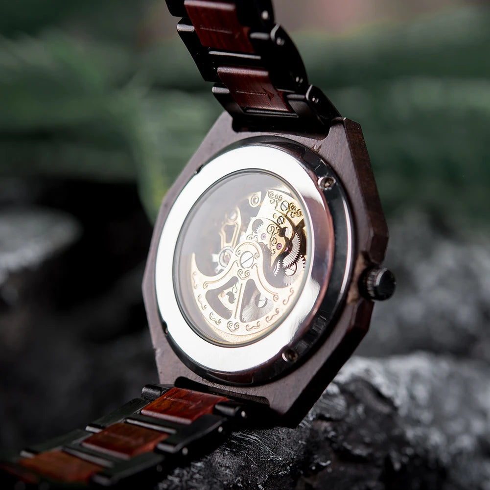 BOBO BIRD Wood Mechanical Watch Men Relogio Masculino Big Mens Watches Top Brand Luxury Timepieces erkek kol saati Dropshipping