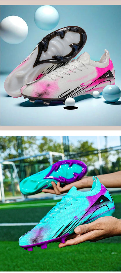 New Men's Football Boots FG Non-Slip Long Spikes Soccer Shoes Training Shoes Soccer Cleats Ultralight Outdoor Drop Shipping