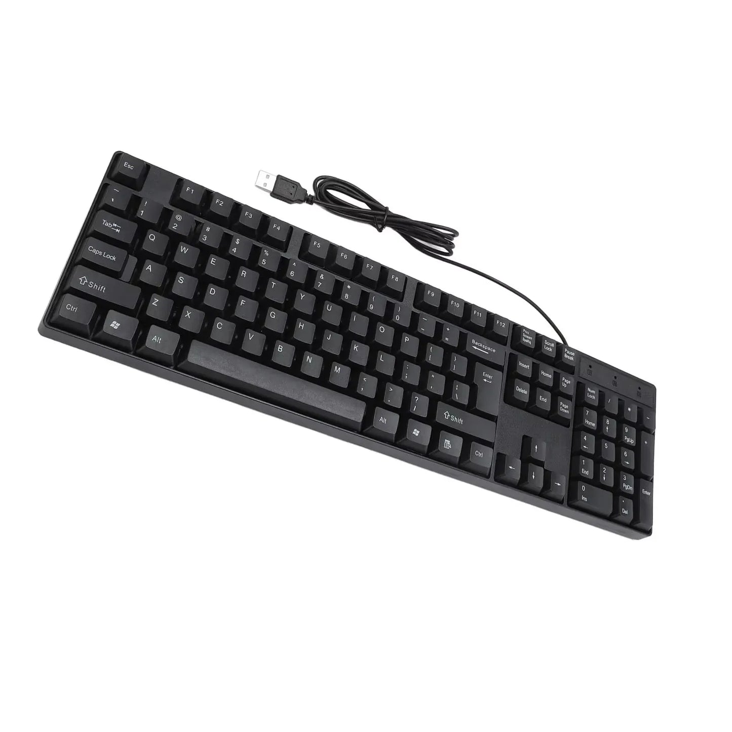 104-Tasten-USB-Tastatur mit Kabel, Englisch/Russisch/Spanisch/Französisch, ergonomisches Design, Gaming-Tastatur für Büro, Laptops und Desktops