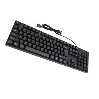 104-Tasten-USB-Tastatur mit Kabel, Englisch/Russisch/Spanisch/Französisch, ergonomisches Design, Gaming-Tastatur für Büro, Laptops und Desktops
