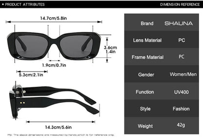 SHAUNA Retro Square Sunglasses Women Fashion Rivets Gradient Shades UV400 Men Green Pink Sun Glasses