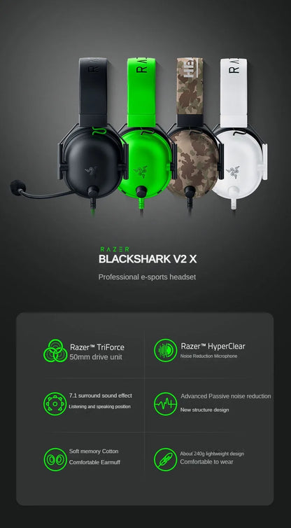 Razer BlackShark V2 X Gaming Headset – 7.1 Surround Sound Wired Gaming Headphones with Microphone for PC, PS4, PS5, Xbox & Switch