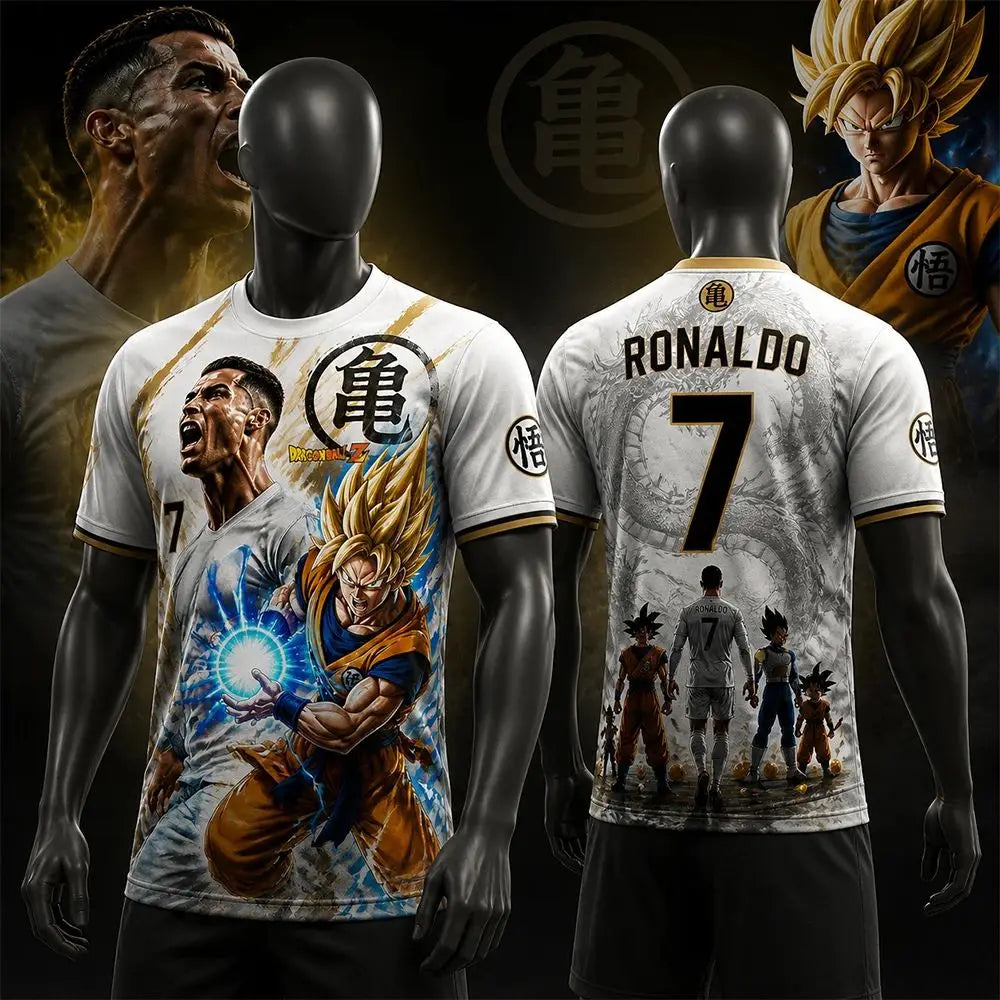 New Super Saiyan Dragon Ball/ Ronaldo #7 AI Special Edition Short Sleeve Tee Kids/Youth Oversized Breathable Quick Drying Jersey