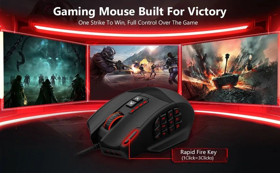 E-YOOSO X-39 programmierbare Gaming-Maus, kabelgebundene RGB-Maus mit 18 Tasten, 8 herausnehmbaren Gewichten, 5 DPI-Stufen, ergonomischem Griff für Computer