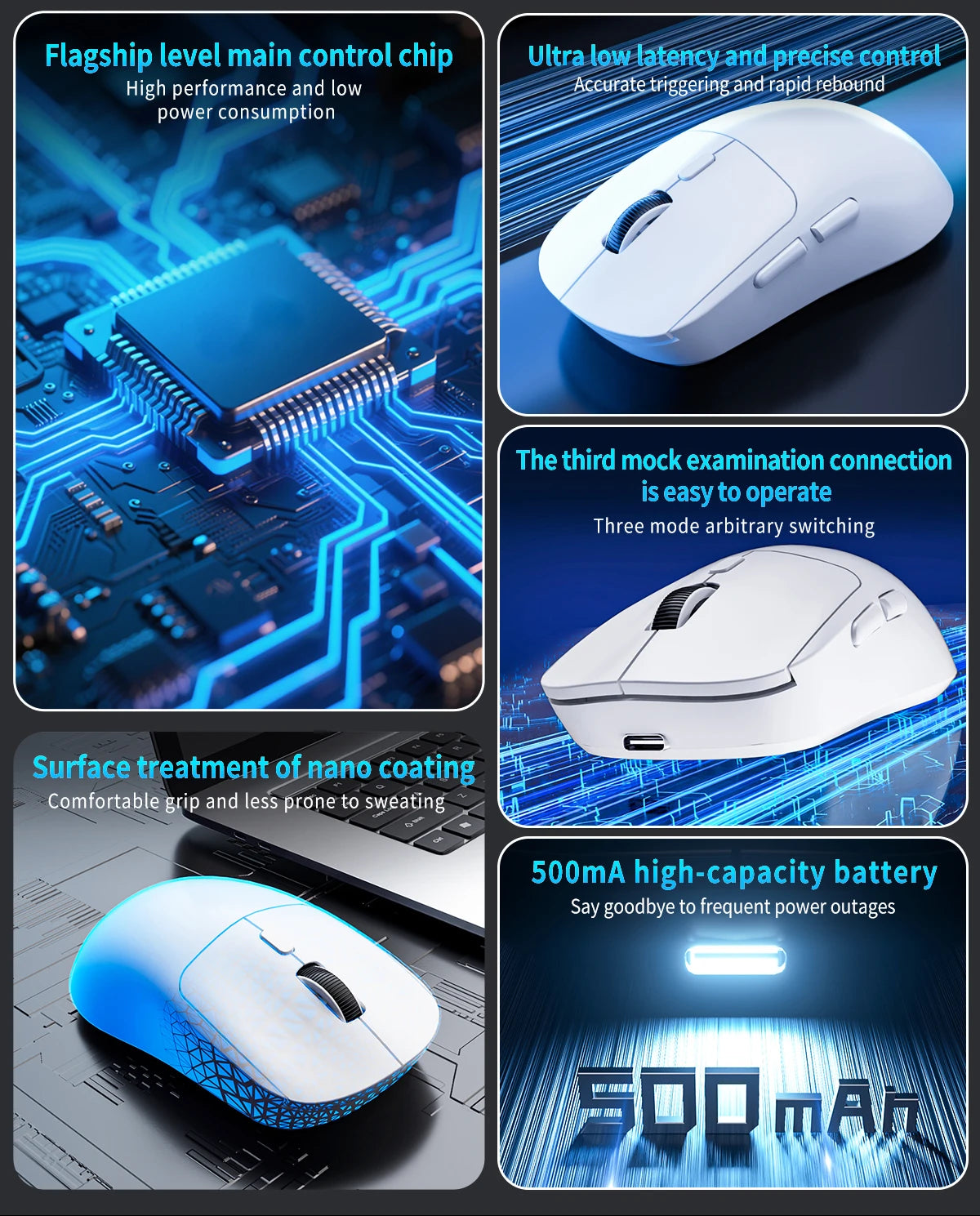 Ratón gaming Bluetooth recargable PAW3395, ligero y ergonómico, ratón inalámbrico para eSport