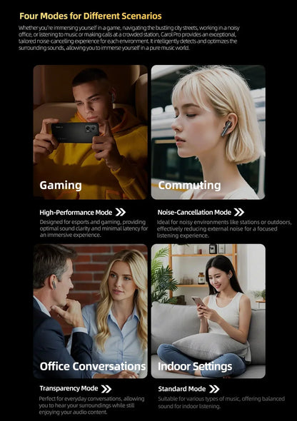 KZ Carol Pro TWS Bluetooth 5.4 Earphone 6 MIC Active Noise Canceling True Wireless In-Ear Earbuds HiFi Game Music Headphone