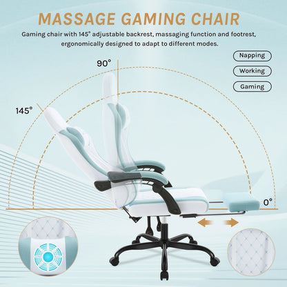 Sedia da ufficio girevole WOLTU con funzione massaggio, poltrona ergonomica con cuscino e poggiapiedi, sedia gaming regolabile in altezza