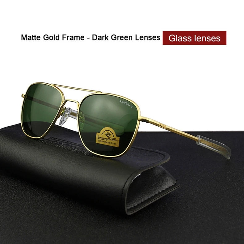 RE Sunglasses Man American Army Military Aviation Pilot Sun Glasses Glass Lens Woman Luxury Brand Vintage Metal Titanium Frame