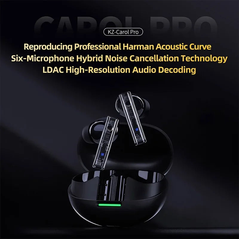 KZ Carol Pro TWS Bluetooth 5.4 Earphone 6 MIC Active Noise Canceling True Wireless In-Ear Earbuds HiFi Game Music Headphone
