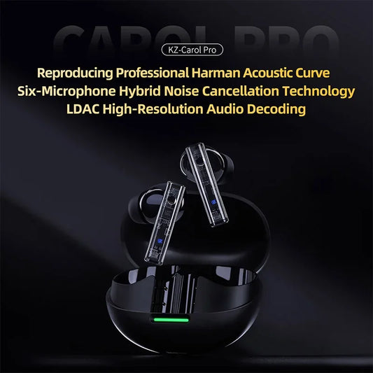 KZ Carol Pro TWS Bluetooth 5.4 Earphone 6 MIC Active Noise Canceling True Wireless In-Ear Earbuds HiFi Game Music Headphone