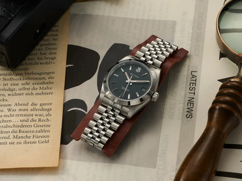 Baltany S4102 Business Men's Automatic Mechanical Wristwatch 36mm Linen Dial Engine Turned Bezel NH35 Luxury Dress Watch