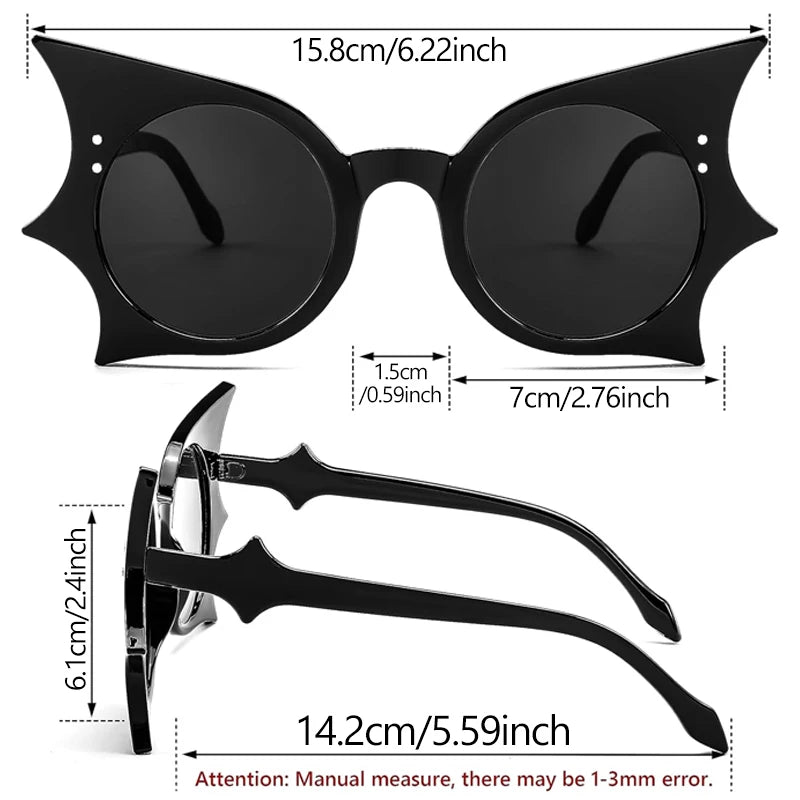 1-36Pcs Bat Sunglasses Black Retro Punk Hip Hop Style Sunglasses for Halloween Everyday Life  Party Fashion role play decoration