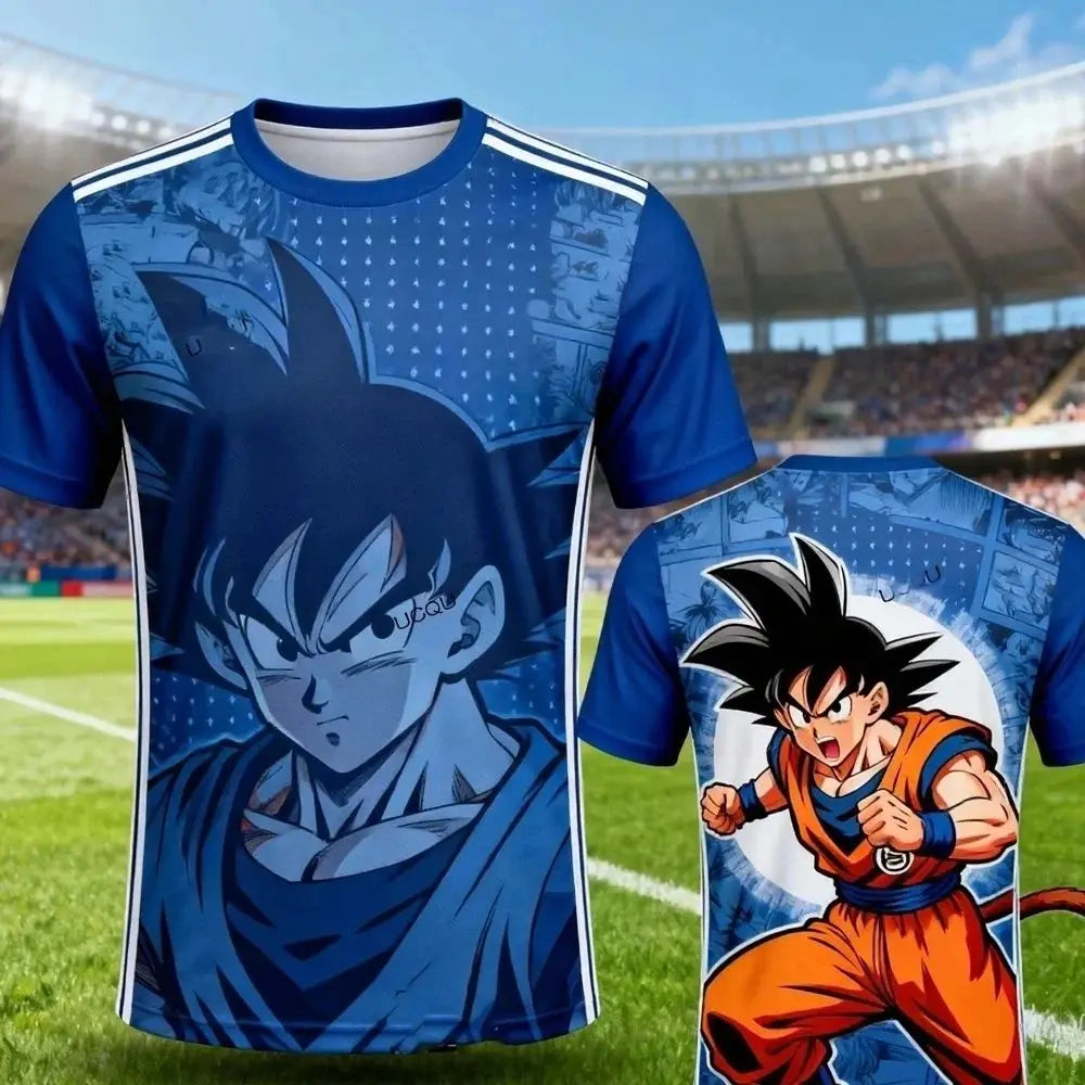 2026 New Japanese Anime Dragon Ball Z Special Edition Soccer Jersey for Kids Goku 3D Printed T-shirt Men's Soccer Training Suit