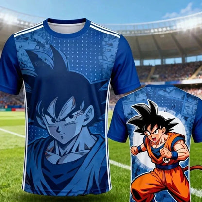 2026 New Japanese Anime Dragon Ball Z Special Edition Soccer Jersey for Kids Goku 3D Printed T-shirt Men's Soccer Training Suit