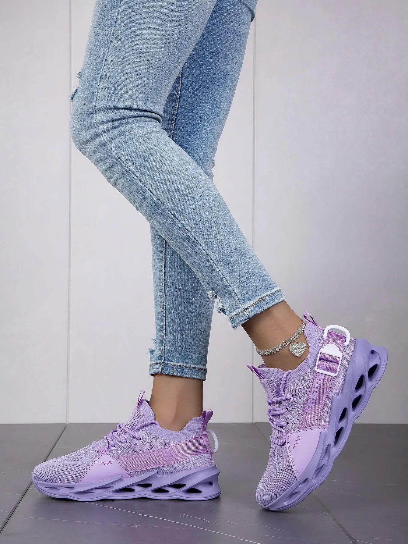 Zapatillas deportivas casual moradas de moda en oferta para mujer y hombre, calzado running con suela tipo blade, talla grande 48, ligeras y transpirables, zapatillas deportivas de malla para hombre