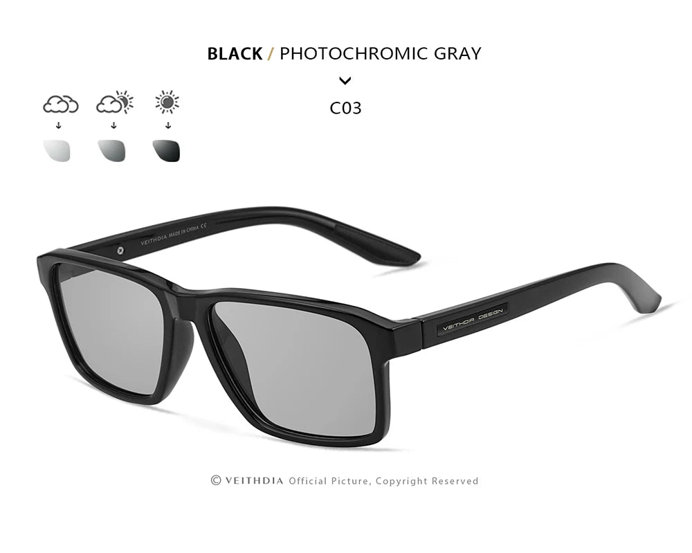 VEITHDIA Polarized UV400 Sunglasses Fashion Photochromic Gradient Mirror Lens Sports Driving Eyeglasses for Men And Women X7919