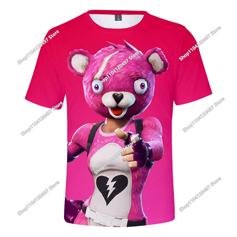 T-shirt de Verão para Criança Battle Royale Fortnite Hero Victory 3D — T-shirt para Rapazes, Raparigas e Bebés