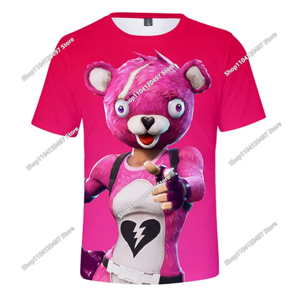 T-shirt de Verão para Criança Battle Royale Fortnite Hero Victory 3D — T-shirt para Rapazes, Raparigas e Bebés