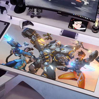 Tapete de Rato Overwatch em Vários Tamanhos, Grande e Quadrado, para Computador, Escritório e Gaming, com Base de Borracha Antiderrapante