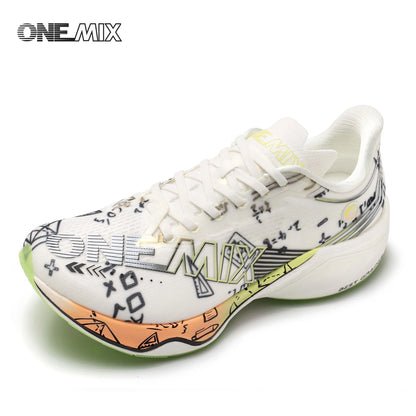ONEMIX Sapatilhas de Corrida de Maratona em Nylon Carbon Board, Alívio de Impacto, Suporte Estável Profissional, Ressalto Ultraligeiro