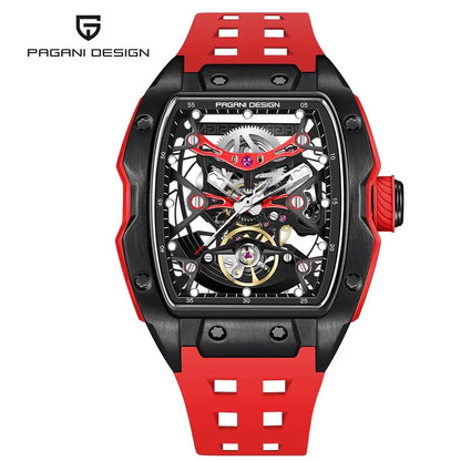 Novo Relógio de Pulso Masculino PAGANI DESIGN PDYS018 Automático Mecânico, Fashion Casual Skeleton, Safira e Aço Inoxidável