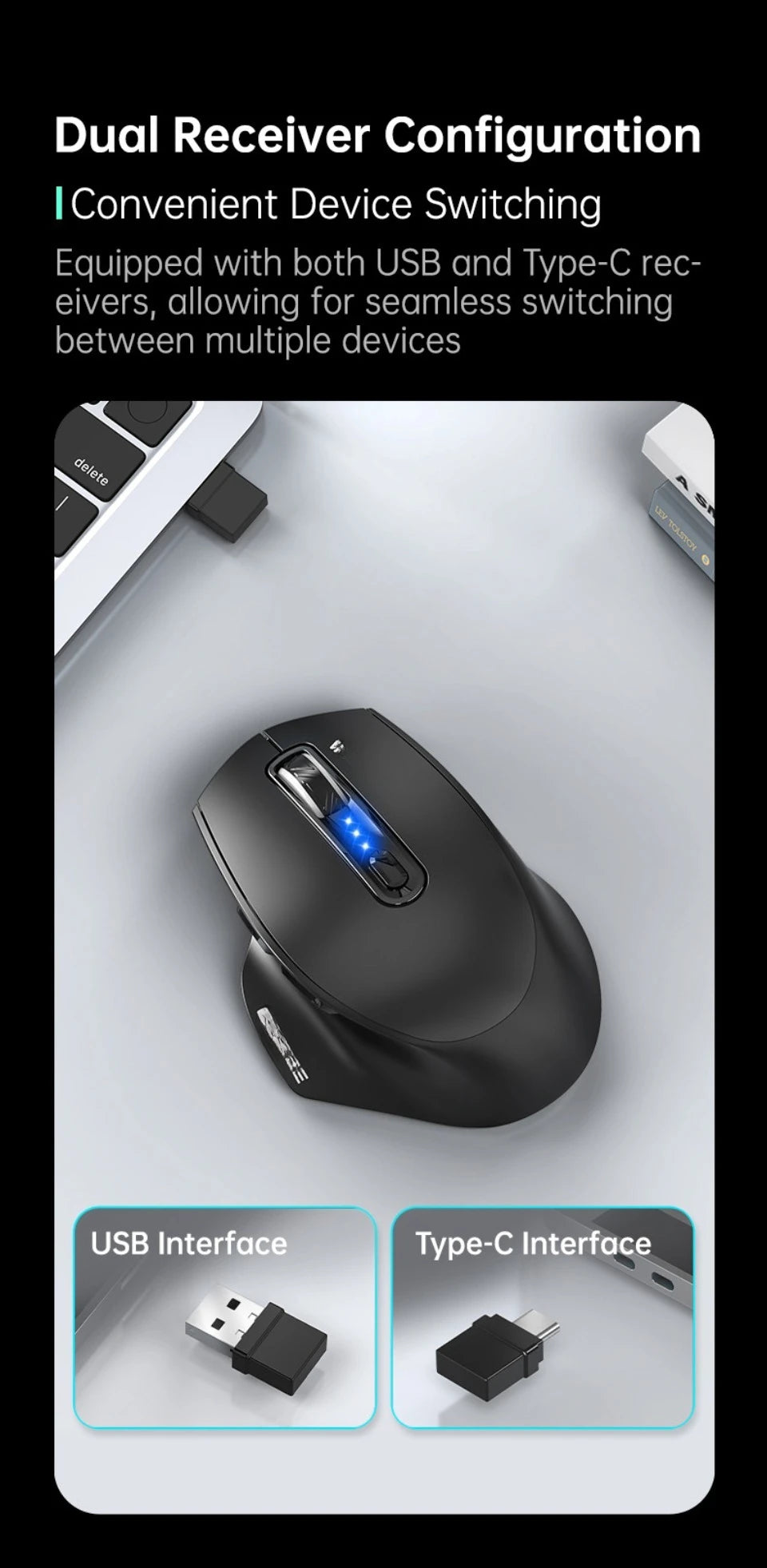 Ratón USB con cable, retroiluminación RGB, silencioso, ergonómico y DPI ajustable para ordenador de sobremesa, portátil, PC, oficina, gaming, hogar y uso diario en el trabajo