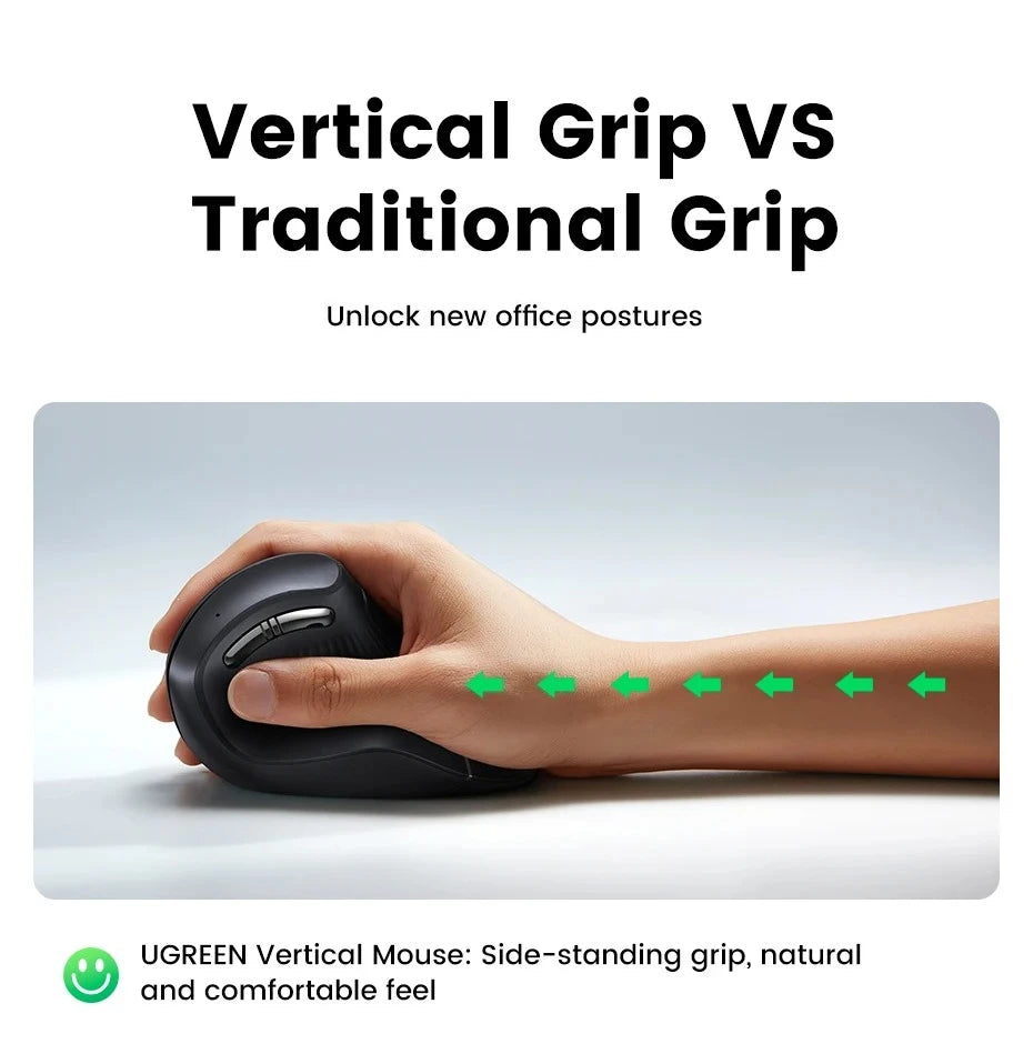 Mouse wireless Bluetooth 5.0 2.4G ergonomico 4000DPI con 6 pulsanti silenziosi per MacBook, tablet, laptop e computer PC